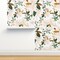 Romantic Magnolia Oversized Flowers Watercolor Modern Feminine Cream Green Bronze Custom Removable Wallpaper by Spoonflower Peel & Stick Wallpaper 2FT Wide